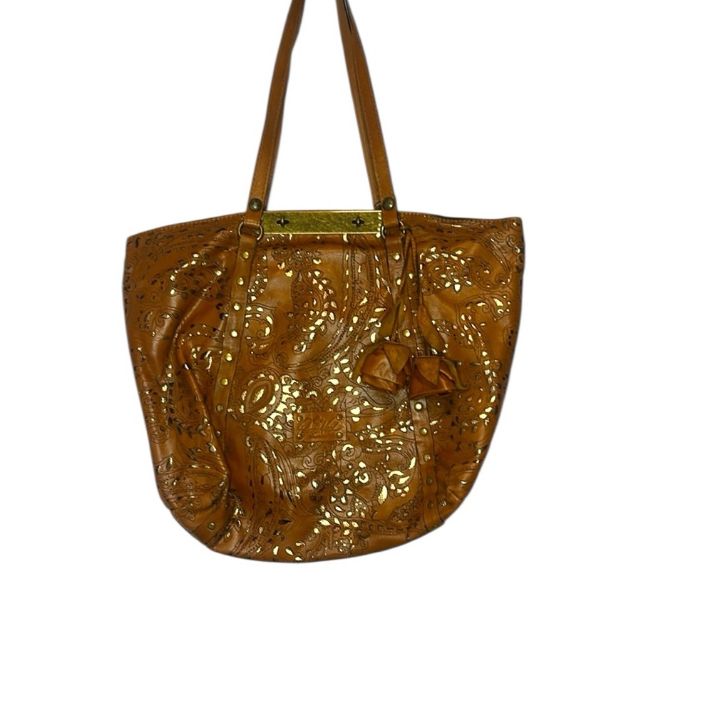 Patricia Nash Tan and Gold Embossed Tote